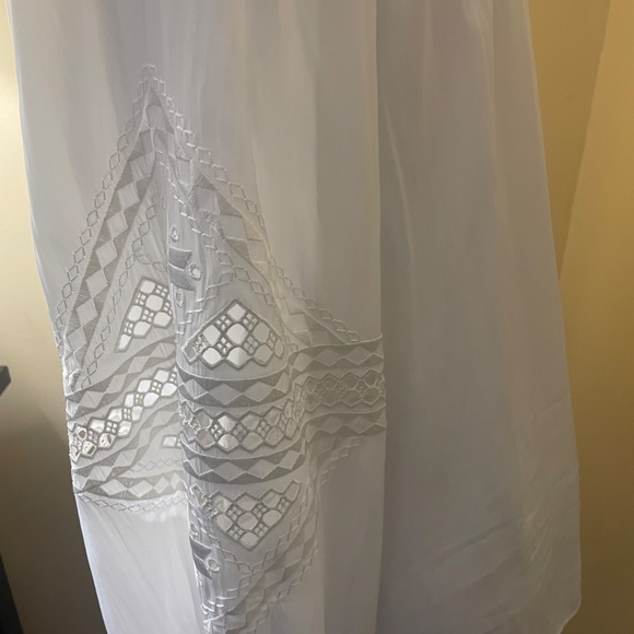 Ramy Brook SILK Embroidered Eyelet Sleeve White Poet Blouse Top - Picture 10 of 11